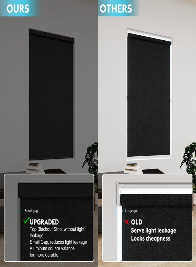 Blindify Blackout Roller Shades, Free-Stop Cordless Roller Blinds for Windows, Thermal Insulated Fabric Window Shades UV Protection for Home, Office, Bedroom, Door, Black, 34" W x 72" H - Image 5